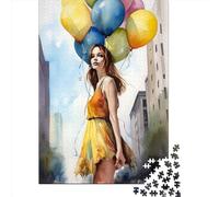 1000 Piece Joyful Girl Art Print Jigsaw Puzzles for Adults Paper Puzzle for Adults And Teenager Educational Puzzle 1000pcs (38x26cm)