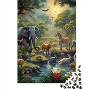 1000 Piece Jungle Animals Wooden Jigsaw Puzzles Adults Teens Jigsaw Large Puzzle Toys Educational Intellectual Decompressing Fun Family Game 1000pcs (75x50cm)