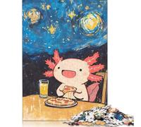 1000 Piece Kawaii Axoloti Eating Pizza Jigsaw Puzzles for Adult Teenagers Puzzle for Adults And Teenager Jigsaw Puzzles for Adults 38x26cm/1000pcs