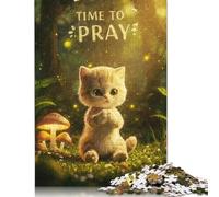 1000 Piece Kitten Praying in Forest Adult Jigsaw Puzzle Puzzles for Teenagers Gifts Sustainable Puzzle for Adults | Games 1000pcs (75x50cm)