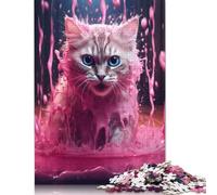 1000 Piece Kitty Cat In Pink Liquid Jigsaw Puzzlesfor Adults Teenagers Wooden Puzzle Jigsaws for Adults Educational Game Challenge Toy 1000pcs (75x50cm)