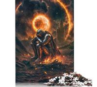 1000 Piece Knight in Apocalyptic Landscape Puzzle For Adults | Large Jigsaw Puzzle with Premium & Durable Wooden Block Pieces with Precise Interlocking Design 1000pcs (75x50cm)