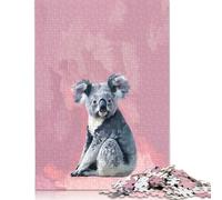 1000 Piece Koala on Pink Background Jigsaw Puzzles for Adults Paper Puzzle for Adults And Teenager Educational Puzzle 1000pcs (38x26cm)