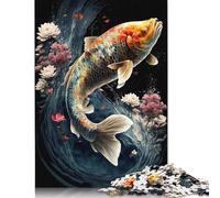 1000 Piece Koi Fish Japanese Square Puzzle for Adults, Paper Puzzles Puzzle Hands-on Game 38x26cm/1000pcs