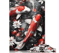 1000 Piece Koi Fish Watercolor Art Square Puzzle for Adults, Wooden Puzzles Puzzle Hands-on Game 1000pcs (75x50cm)