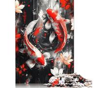 1000 Piece Koi Fish Watercolor Balance Jigsaw Puzzles, for Adults & Wooden Puzzles Educational Games For Kids 1000pcs (75x50cm)