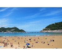 1000 Piece La Concha Beach San Sebastian Spain Wooden Jigsaw Puzzle, Seaside Souvenir Gift