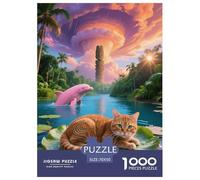 1000 Piece LaPerm Cat Jigsaw Puzzle for Adults - Family Fun, Educational Toys, Cat Dolphin Puzzles, Home Decoration Unique Gift 70x50cm/1000pcs