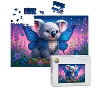 1000 Piece Large Jigsaw Puzzles for Adults, Adorable Koala Surrounded by Butterflies Vibrant Flowers the Challenge Stitch Wooden Puzzle Creative Games Gift Ideas for Women Men Teens