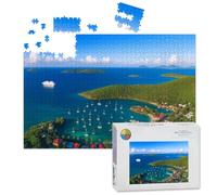 1000 Piece Large Jigsaw Puzzles for Adults, aerial view Cruz Bay US Virgin Islands the Challenge Stitch Wooden Puzzle Creative Games Gift Ideas for Women Men Teens