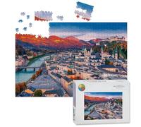 1000 Piece Large Jigsaw Puzzles for Adults, Aerial View Salzburg City Autumn Colors Scenic Mountains the Challenge Stitch Wooden Puzzle Creative Games Gift Ideas for Women Men Teens
