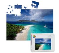 1000 Piece Large Jigsaw Puzzles for Adults, aerial view Sandy Cay Jost Van Dyke BVI the Challenge Stitch Wooden Puzzle Creative Games Gifts Ideas for Women Men Teens