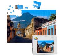 1000 Piece Large Jigsaw Puzzles for Adults, arch volcano view Antigua Guatemala the Challenge Stitch Wooden Puzzle Creative Games Gift Ideas for Women Men Teens