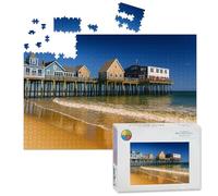 1000 Piece Large Jigsaw Puzzles for Adults, Atlantic Ocean pier Old Orchard Beach Maine the Challenge Stitch Wooden Puzzle Creative Games Gift Ideas for Women Men Teens