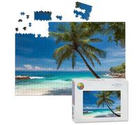 1000 Piece Large Jigsaw Puzzles for Adults, beach palm the Challenge Stitch Wooden Puzzle Creative Games Gifts Ideas for Women Men Teens