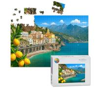1000 Piece Large Jigsaw Puzzles for Adults, Beautiful view Mediterranean coast lemons the Challenge Stitch Wooden Puzzle Creative Games Gift Ideas for Women Men Teens