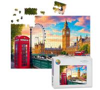 1000 Piece Large Jigsaw Puzzles for Adults, Big Ben Landscape Elizabeth Tower Telephone Booth the Challenge Stitch Wooden Puzzle Creative Games Gift Ideas for Women Men Teens