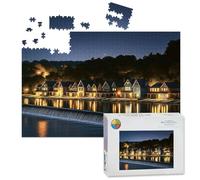 1000 Piece Large Jigsaw Puzzles for Adults, boathouse row philadelphia night historic architecture the Challenge Stitch Wooden Puzzle Creative Games Gift Ideas for Women Men Teens
