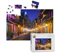 1000 Piece Large Jigsaw Puzzles for Adults, Bourbon Street New Orleans the Challenge Stitch Wooden Puzzle Creative Games Gift Ideas for Women Men Teens
