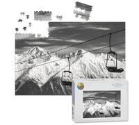 1000 Piece Large Jigsaw Puzzles for Adults, Chair lift ski resort snowy mountains nice sunny day the Challenge Stitch Wooden Puzzle Creative Games Gift Ideas for Women Men Teens