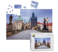 1000 Piece Large Jigsaw Puzzles for Adults, Charles bridge skyline Prague Czech Republic the Challenge Stitch Wooden Puzzle Creative Games Gifts Ideas for Women Men Teens
