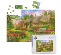 1000 Piece Large Jigsaw Puzzles for Adults, Charming Cottage Surrounded by Vibrant Flower Garden Serene the Challenge Stitch Wooden Puzzle Creative Games Gift Ideas for Women Men Teens