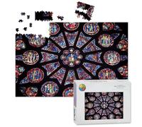 1000 Piece Large Jigsaw Puzzles for Adults, Chartres Cathedral interior rose window the Challenge Stitch Wooden Puzzle Creative Games Gifts Ideas for Women Men Teens