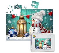 1000 Piece Large Jigsaw Puzzles for Adults, Christmas Xmas Snowman Lantern Candlelight Snowflakes the Challenge Stitch Wooden Puzzle Creative Games Gift Ideas for Women Men Teens