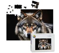 1000 Piece Large Jigsaw Puzzles for Adults, Close up Portrait Majestic Wolf Intense Eyes the Challenge Stitch Wooden Puzzle Creative Games Gift Ideas for Women Men Teens