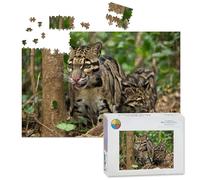 1000 Piece Large Jigsaw Puzzles for Adults, Clouded Leopard Neofelis the Challenge Stitch Wooden Puzzle Creative Games Gifts Ideas for Women Men Teens