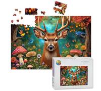 1000 Piece Large Jigsaw Puzzles for Adults, Colorful Forest Charming Deer Geometric Shapes Curved Lines Gradient the Challenge Stitch Wooden Puzzle Creative Games Gift Ideas for Women Men Teens