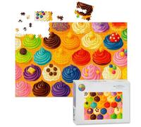 1000 Piece Large Jigsaw Puzzles for Adults, Colorful Swirled Cupcakes Fun Toppings Bright Orange the Challenge Stitch Wooden Puzzle Creative Games Gift Ideas for Women Men Teens