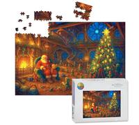 1000 Piece Large Jigsaw Puzzles for Adults, Cozy Christmas Night Santa s Workshop Christmas Tree the Challenge Stitch Wooden Puzzle Creative Games Gift Ideas for Women Men Teens