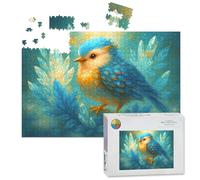 1000 Piece Large Jigsaw Puzzles for Adults, Crystal Blue Bird Surrounded by Ice Snowflakes Dreamy Fantasy the Challenge Stitch Wooden Puzzle Creative Games Gift Ideas for Women Men Teens