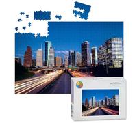 1000 Piece Large Jigsaw Puzzles for Adults, Downtown Houston Texas Skyline the Challenge Stitch Wooden Puzzle Creative Games Gifts Ideas for Women Men Teens