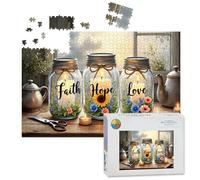 1000 Piece Large Jigsaw Puzzles for Adults, Faith Hope Love Sunflower Floral the Challenge Stitch Wooden Puzzle Creative Games Gifts Ideas for Women Men Teens