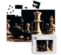 1000 Piece Large Jigsaw Puzzles for Adults, fallen king opposing teams chess queen mind the Challenge Stitch Wooden Puzzle Creative Games Gift Ideas for Women Men Teens