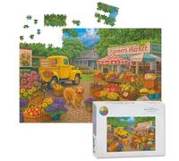 1000 Piece Large Jigsaw Puzzles for Adults, Farmers Market Fresh Fruits Flowers Yellow Truck the Challenge Stitch Wooden Puzzle Creative Games Gift Ideas for Women Men Teens