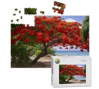 1000 Piece Large Jigsaw Puzzles for Adults, flamboyant sea royal tree birds pictures the Challenge Stitch Wooden Puzzle Creative Games Gifts Ideas for Women Men Teens