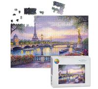 1000 Piece Large Jigsaw Puzzles for Adults, Flowers Bridge Paris Eiffel Tower Seine the Challenge Stitch Wooden Puzzle Creative Games Gifts Ideas for Women Men Teens
