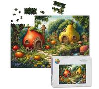 1000 Piece Large Jigsaw Puzzles for Adults, Fruit Village Abstract Circle Symmetrical Lines Central Focus Point the Challenge Stitch Wooden Puzzle Creative Games Gift Ideas for Women Men Teens