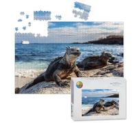 1000 Piece Large Jigsaw Puzzles for Adults, Galapagos Marine Iguanas warming Santiago Island the Challenge Stitch Wooden Puzzle Creative Games Gifts Ideas for Women Men Teens