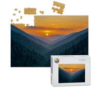 1000 Piece Large Jigsaw Puzzles for Adults, Gatlinburg TN Great Smoky Mountains National Park Scenic Sunset the Challenge Stitch Wooden Puzzle Creative Games Gift Ideas for Women Men Teens