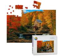 1000 Piece Large Jigsaw Puzzles for Adults, Glade Creek Grist Mill nostalgia blazing autumn colors West Virginia the Challenge Stitch Wooden Puzzle Creative Games Gift Ideas for Women Men Teens