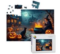 1000 Piece Large Jigsaw Puzzles for Adults, Halloween Night Mastery Potion making Pumpkins Ghost Witch Cauldron the Challenge Stitch Wooden Puzzle Creative Games Gift Ideas for Women Men Teens