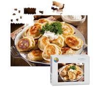 1000 Piece Large Jigsaw Puzzles for Adults, Homemade Polish Pierogis Sour Cream the Challenge Stitch Wooden Puzzle Creative Games Gifts Ideas for Women Men Teens