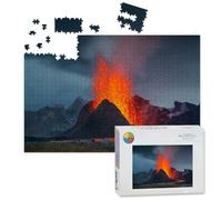 1000 Piece Large Jigsaw Puzzles for Adults, Iceland Volcano Volcanic Eruption the Challenge Stitch Wooden Puzzle Creative Games Gifts Ideas for Women Men Teens
