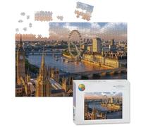 1000 Piece Large Jigsaw Puzzles for Adults, London City Skyline Big Ben London Eye Sunset the Challenge Stitch Wooden Puzzle Creative Games Gift Ideas for Women Men Teens