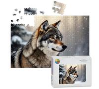 1000 Piece Large Jigsaw Puzzles for Adults, Majestic Gray Wolf Snowy Forest Falling Snowflakes the Challenge Stitch Wooden Puzzle Creative Games Gift Ideas for Women Men Teens