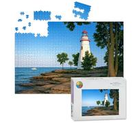 1000 Piece Large Jigsaw Puzzles for Adults, Marblehead Lighthouse Lake Erie Ohio the Challenge Stitch Wooden Puzzle Creative Games Gift Ideas for Women Men Teens